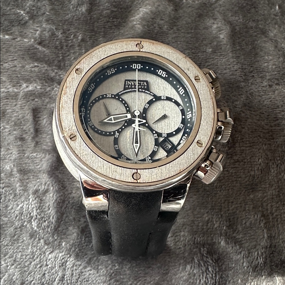 Invicta Silver and Black Dial Watch